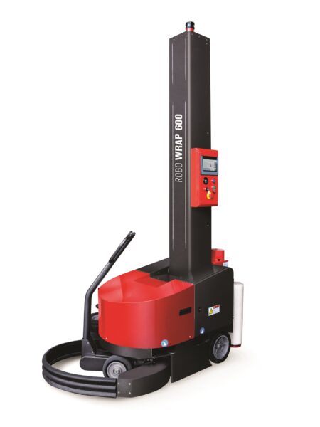 Robot de banderolage mobile pour poser un film sur les palettes